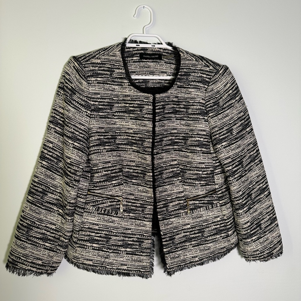 Ivanka Trump Black and White Tweed Blazer